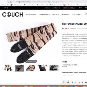 COUCH Tiger Stripes Guitar Strap--NEW w/Tags